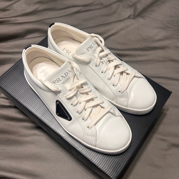 Prada White Logo Sneakers - Picture 3 of 9